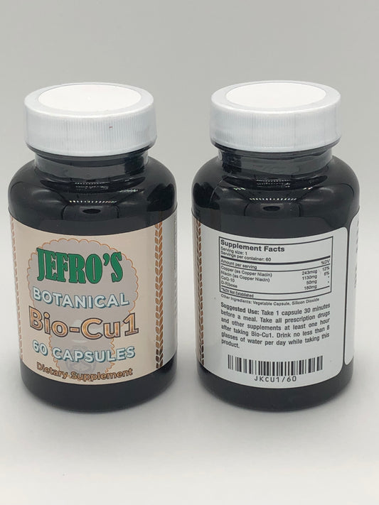 Jefro's Botanical capsules (Bio-Cu1) with its one-of-a-kind (Bio-Copper(I) & Niacin), product with the least ingredients to maximize the coppers effect. Zero THC or Hemp in these amazing capsules. So start that healing process by super boosting your immune system to fight these viruses!